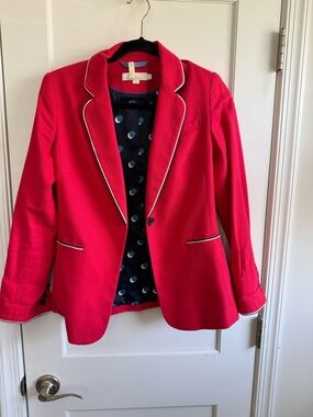Boden Bright Pink Blazer with Contrast Piping, 
US 2R